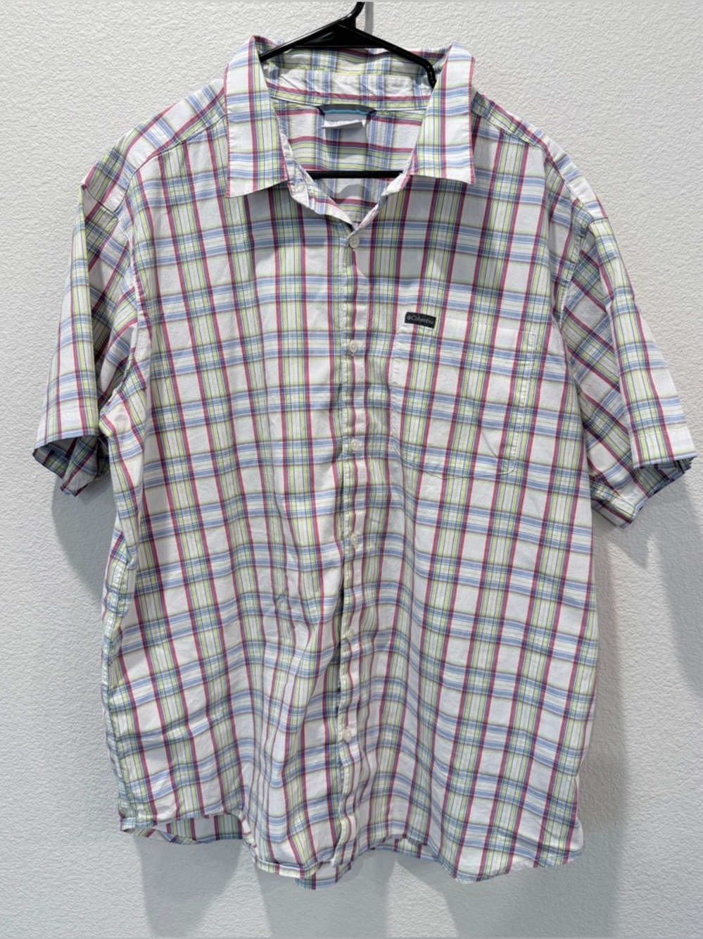 Columbia Plaid ButtonUp Shirt XXL Pastel Coastal Preppy Dadcore Lightweight Golf